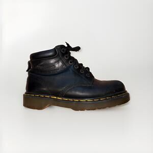 Dr Martens Vintage Made In England Black Leather Boots Men Size 9 Yellow Stitch